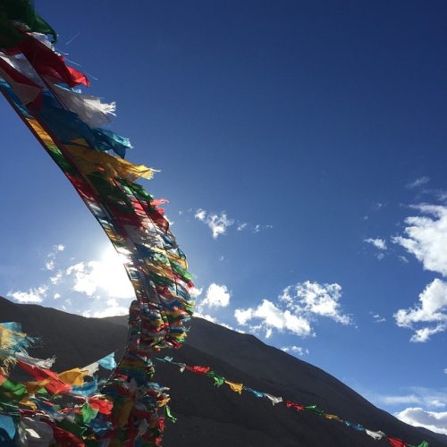 prayer flags mountain